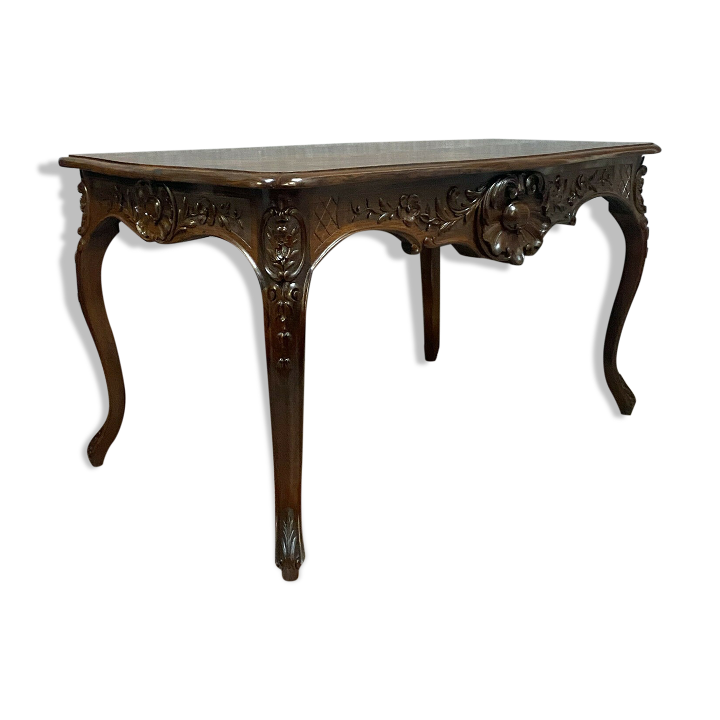 Table bureau Louis XV rocaille en palissandre vers 1850