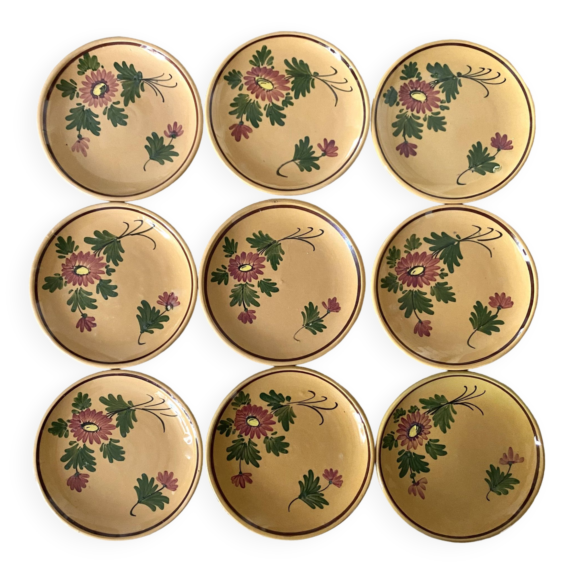 Flower earthenware dessert plates