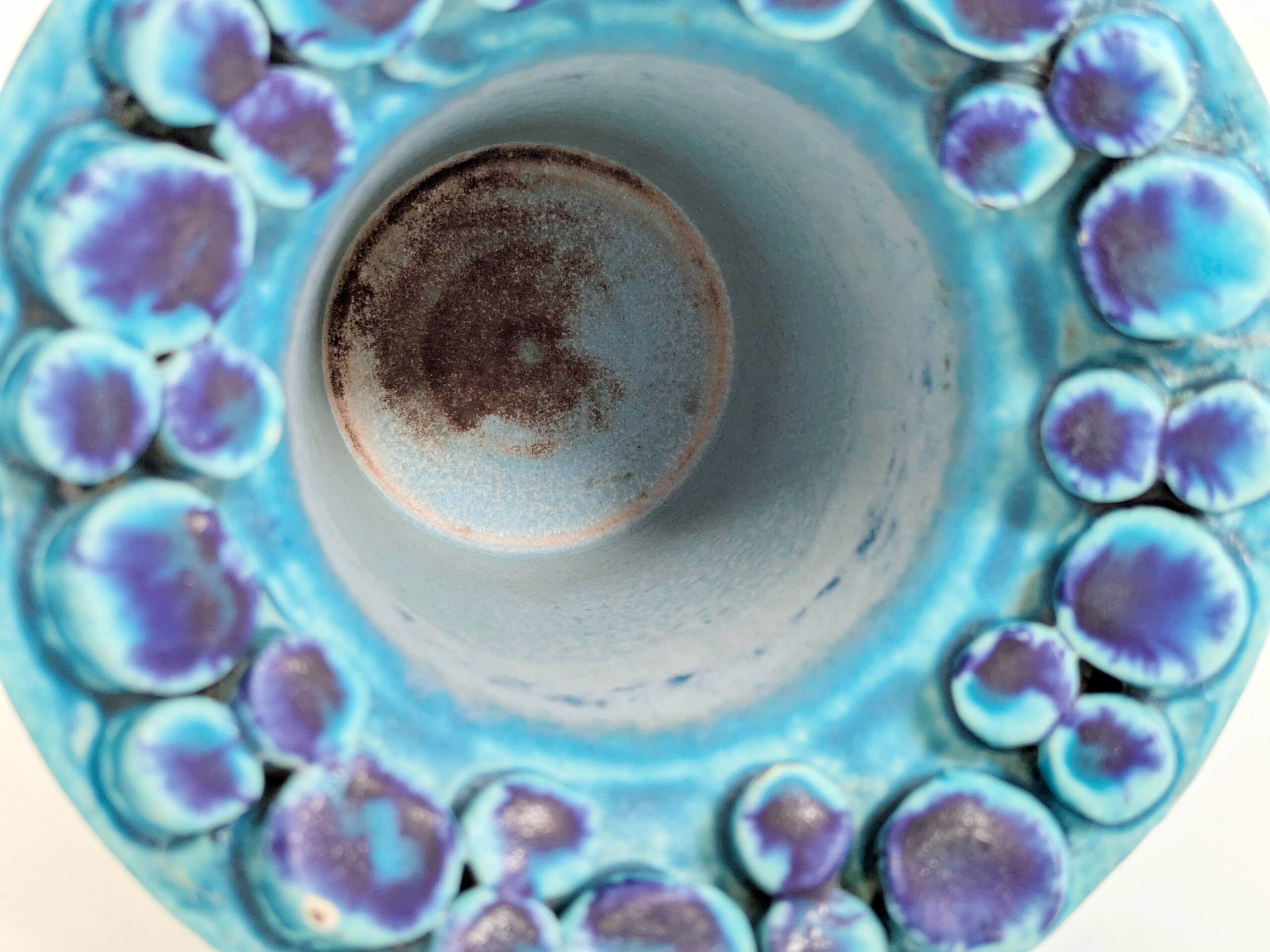 Vintage Ceralux vase by Ceramano, Hans Welling, turquoise blue, 1960s