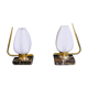 Mid 20th Century Marble Brass and Opaline Bed-Side Lamps, Maison Arlus, France - a Pair