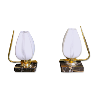 Lampes de chevet opalines, maison arlus, france - une paire
