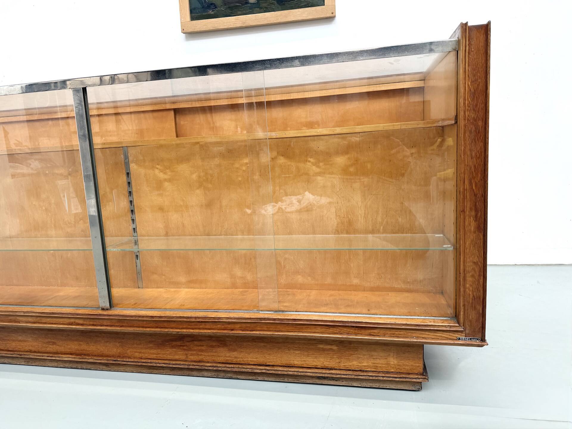 Vintage Siegel Paris workbench in oak and glass – 1950