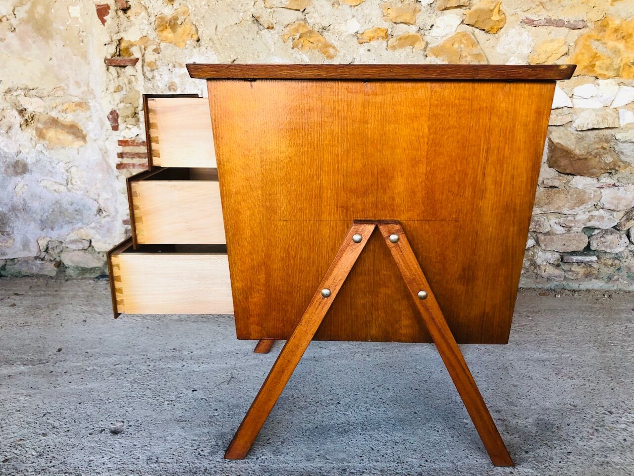 Vintage storage cabinet with 3 drawers, Circa 50's
