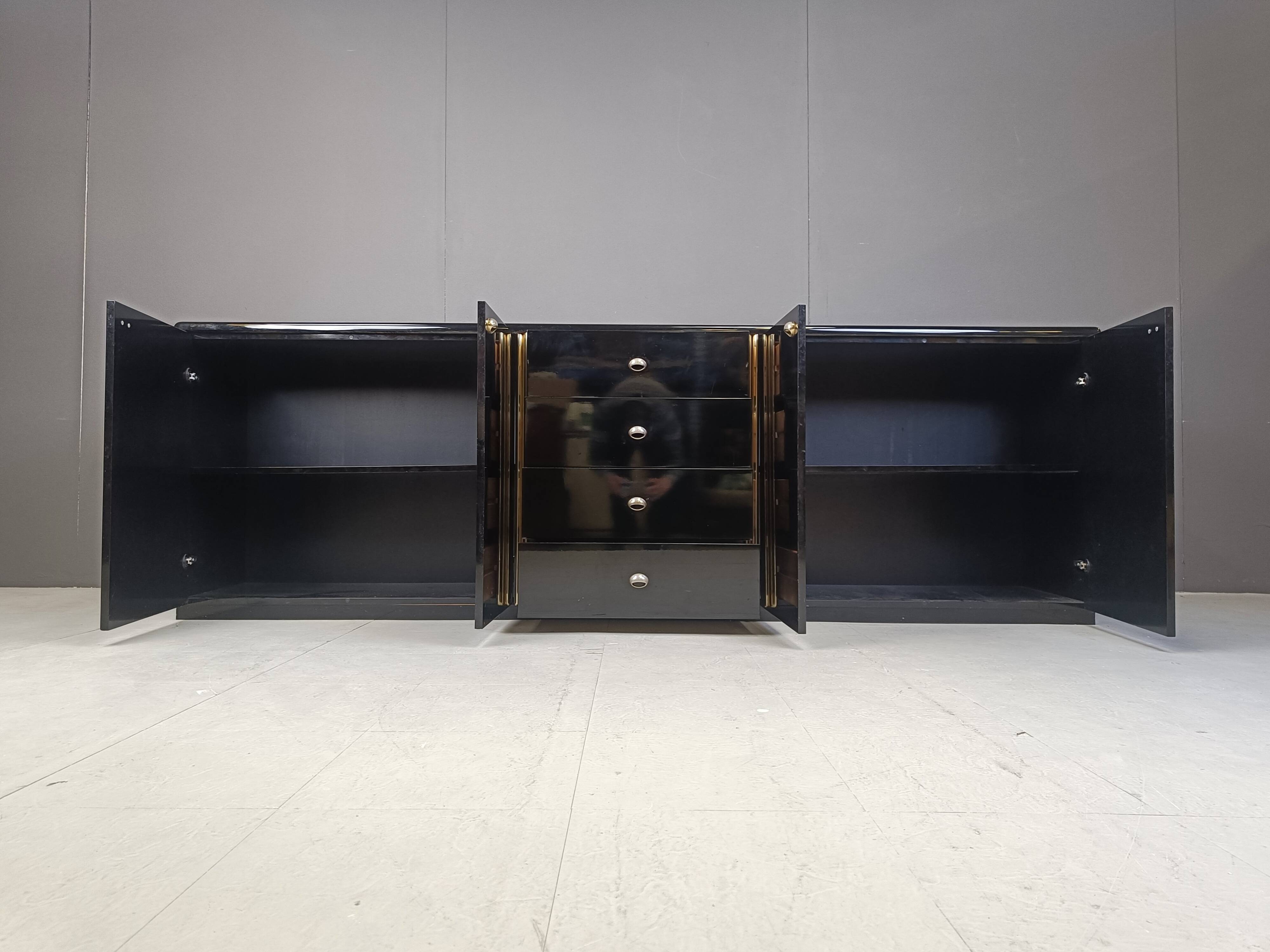 Vintage black lacquer sideboard, 1980s