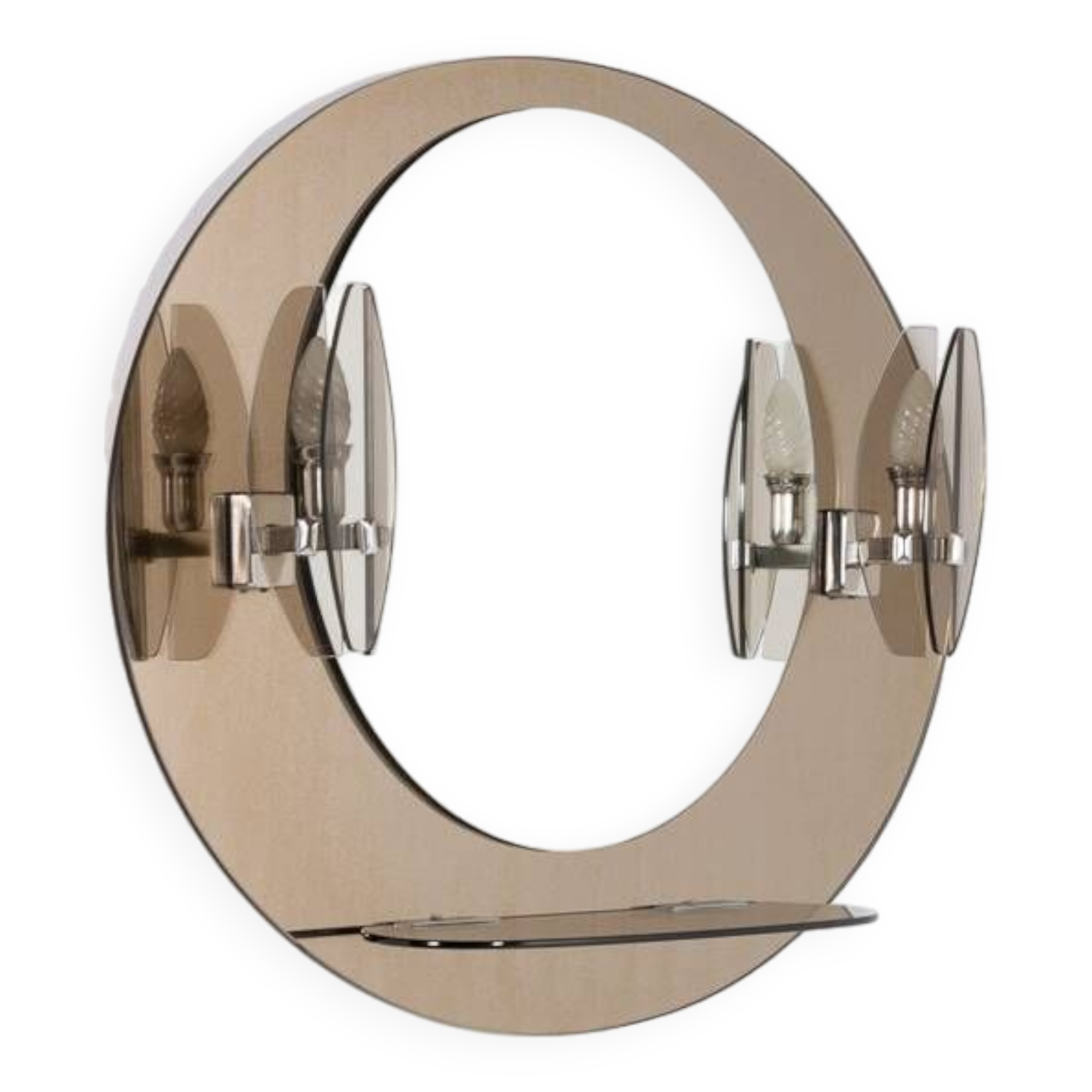 Miroir mural Mid-Century moderne avec appliques de Veca, Italie, 1960s