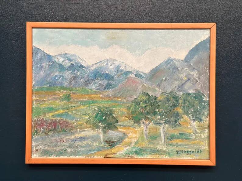 Original Swedish Oil on Canvas – "Landscape" by S. Högfeldt – Signed – Vintage and Framed – 48 × 36 cm (18.9" × 14.2")
