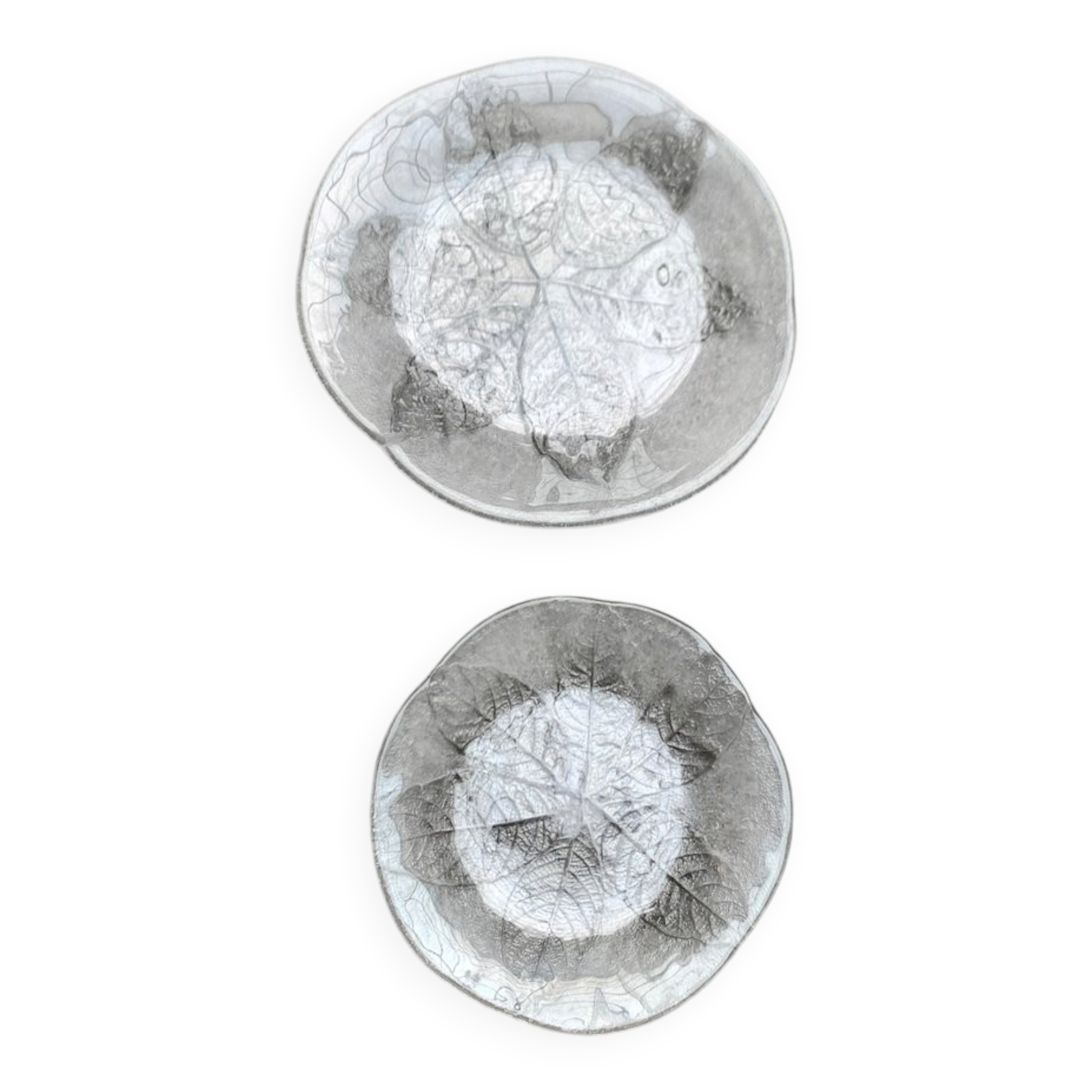 Vintage floral glass plates from Sweden by Ann Wärff for Kosta Boda, set of 11.