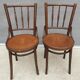 Pair chairs bistrot Thonet pyrograved design 1900 Art Nouveau