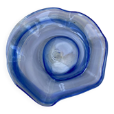 Blue blown glass floral dish / empty pocket - Handmade craftsmanship