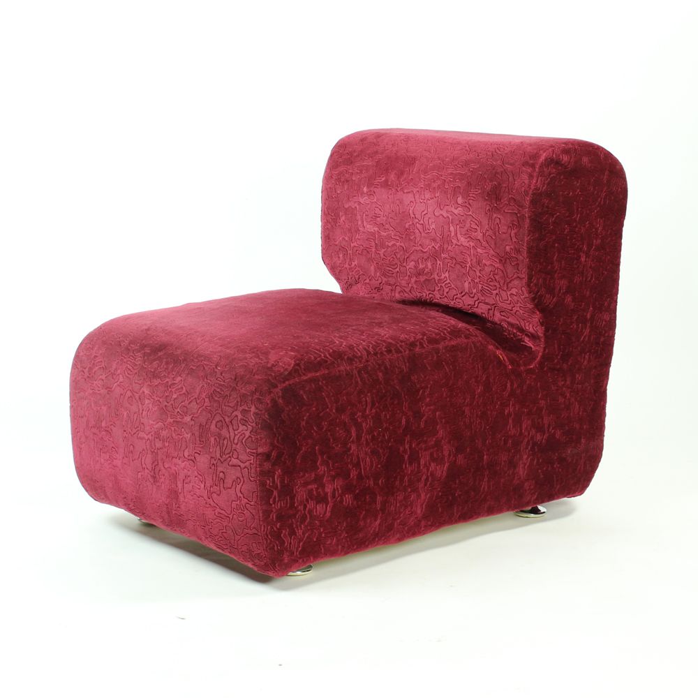 Midcentury Ivan Matusik Velour Lounge Chair From Hotel Kyjev, Czechoslovakia 1970s