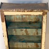Burmese teak display case with original ecru patina