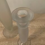 Duo of vintage soliflore vases in frosted glass