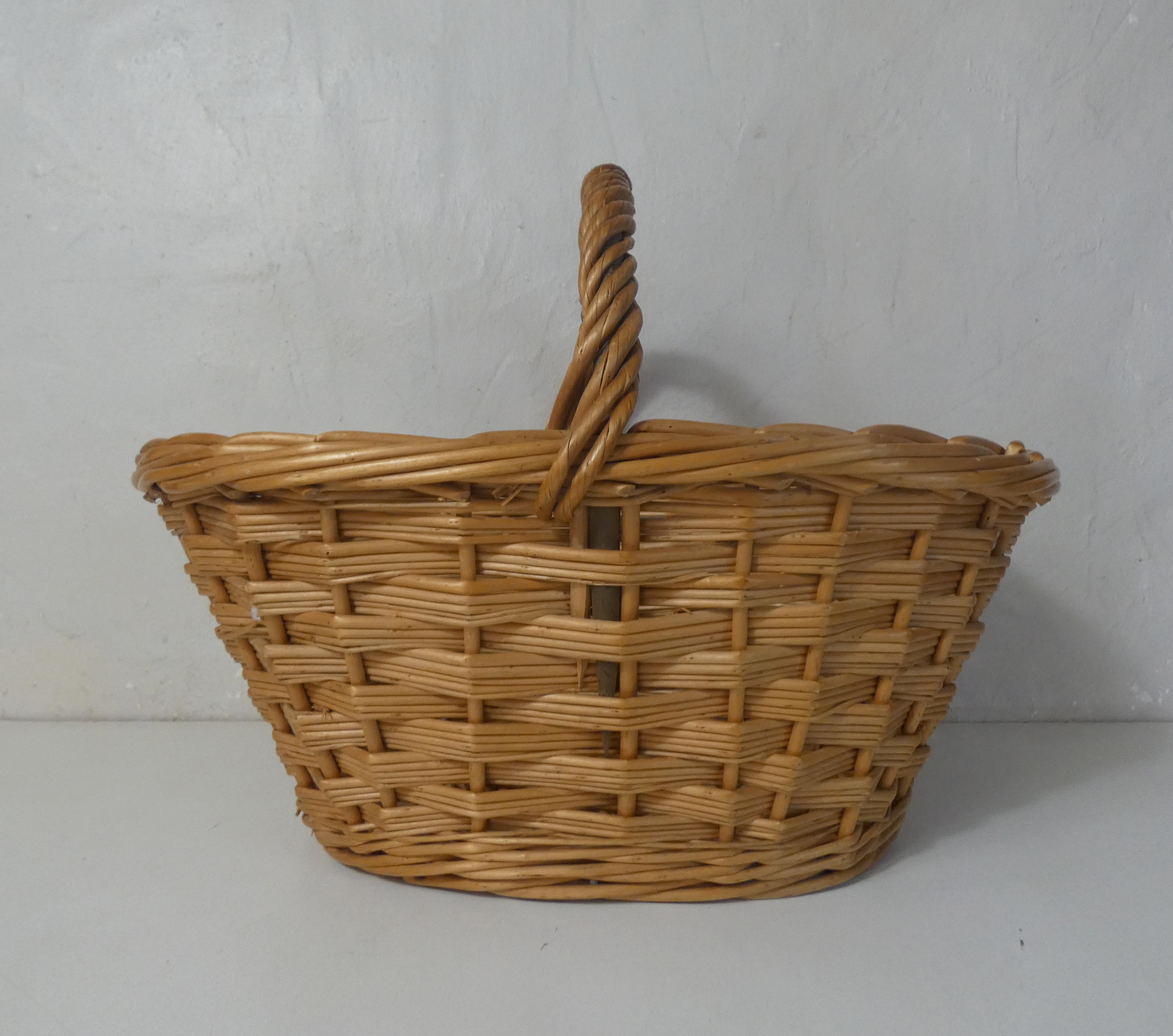 Vintage rattan mushroom basket