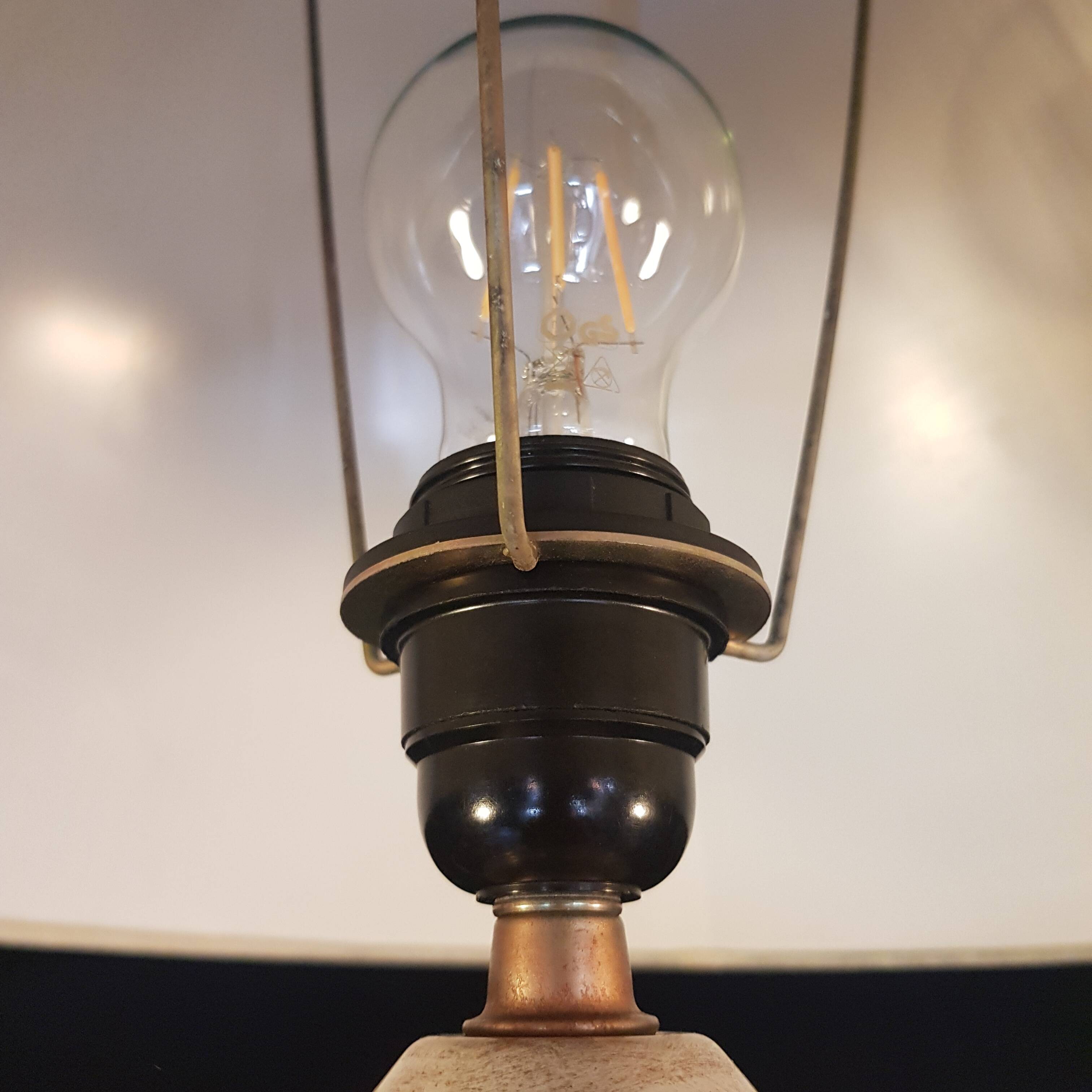 Metal table lamp and pleated lampshade