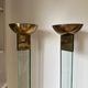 Pair of large glass and brass floor lamps in the 70s