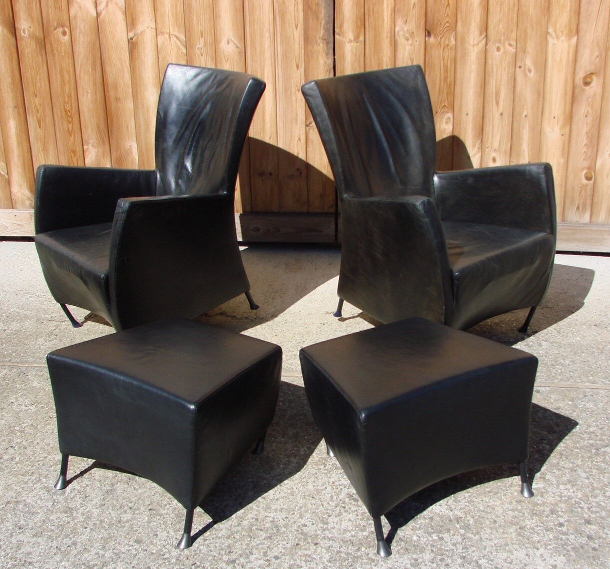 Pair of armchairs with footstool montis, 1980s