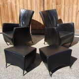 Pair of armchairs with footstool montis, 1980s