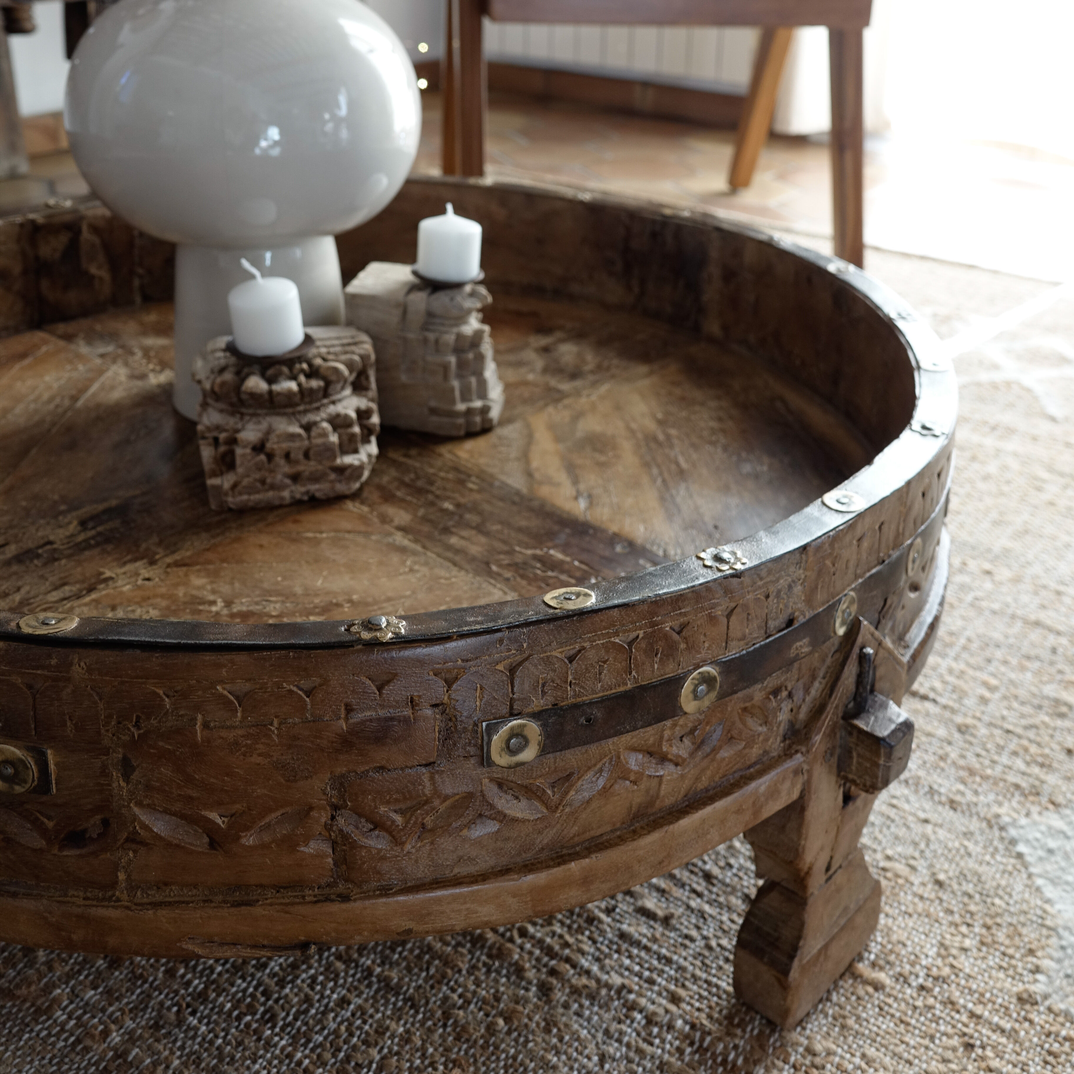 Ancient Indian coffee table Chakki
