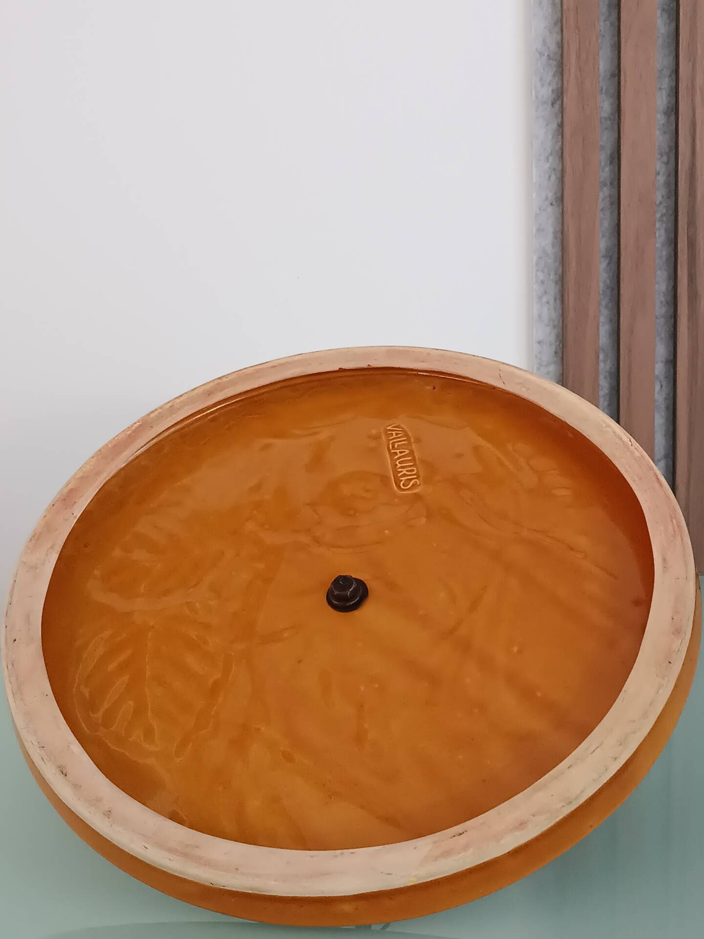Cheese platter in Vallauris faience, squirrel decoration – 1960s-70s