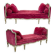 Louis XV style daybed in painted wood and covered with a red velvet
