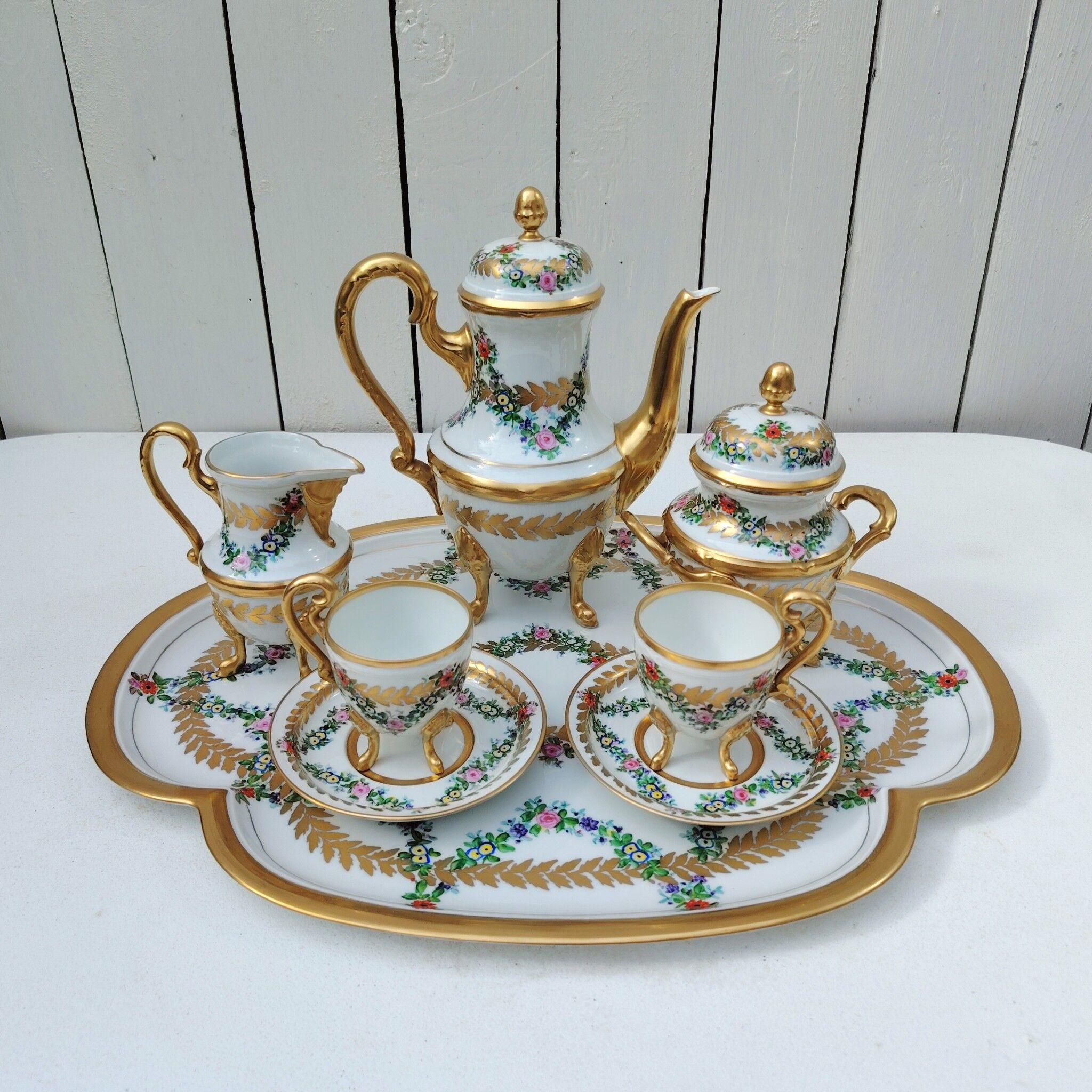 Coffee service for two, Limoges porcelain, complete