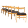 6 chaises de salle à manger noire et chêne des années 70 Bramin