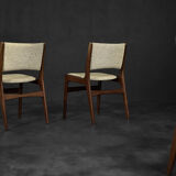 Vintage Scandinavian Modern Teak and Beige Wool Dining Chairs Model 89 by Erik Buch, 1950s, Set of 4
