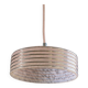 Old pendant light in pink clichy glass with silver threads, delivered with chrome socket
