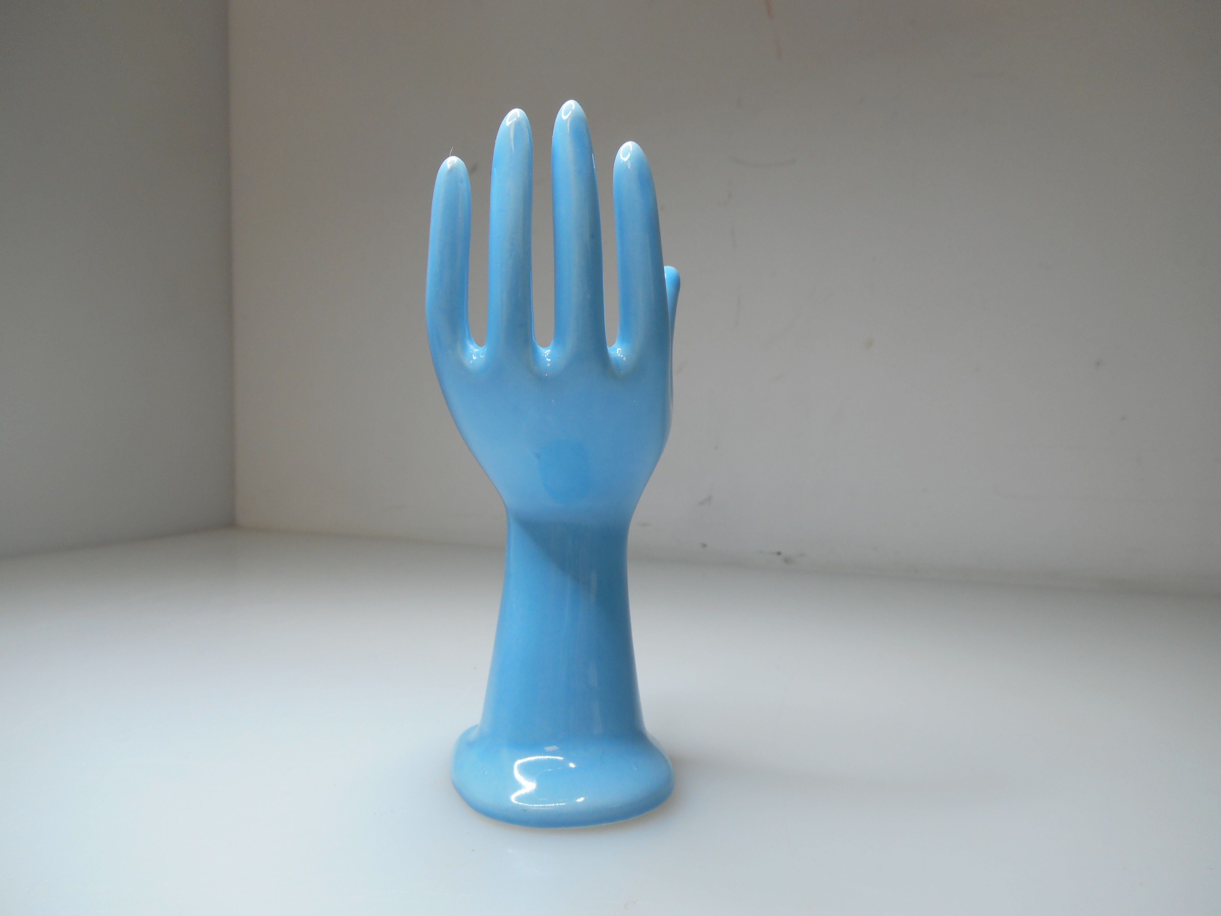 Vintage light blue ceramic hand