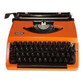 Machine à écrire mécanique brother 210 orange avec son couvercle de transport - vintage