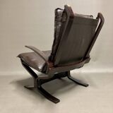 Duo of "Scandinavian design" leather armchairs 1950.