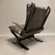 Duo of "Scandinavian design" leather armchairs 1950.