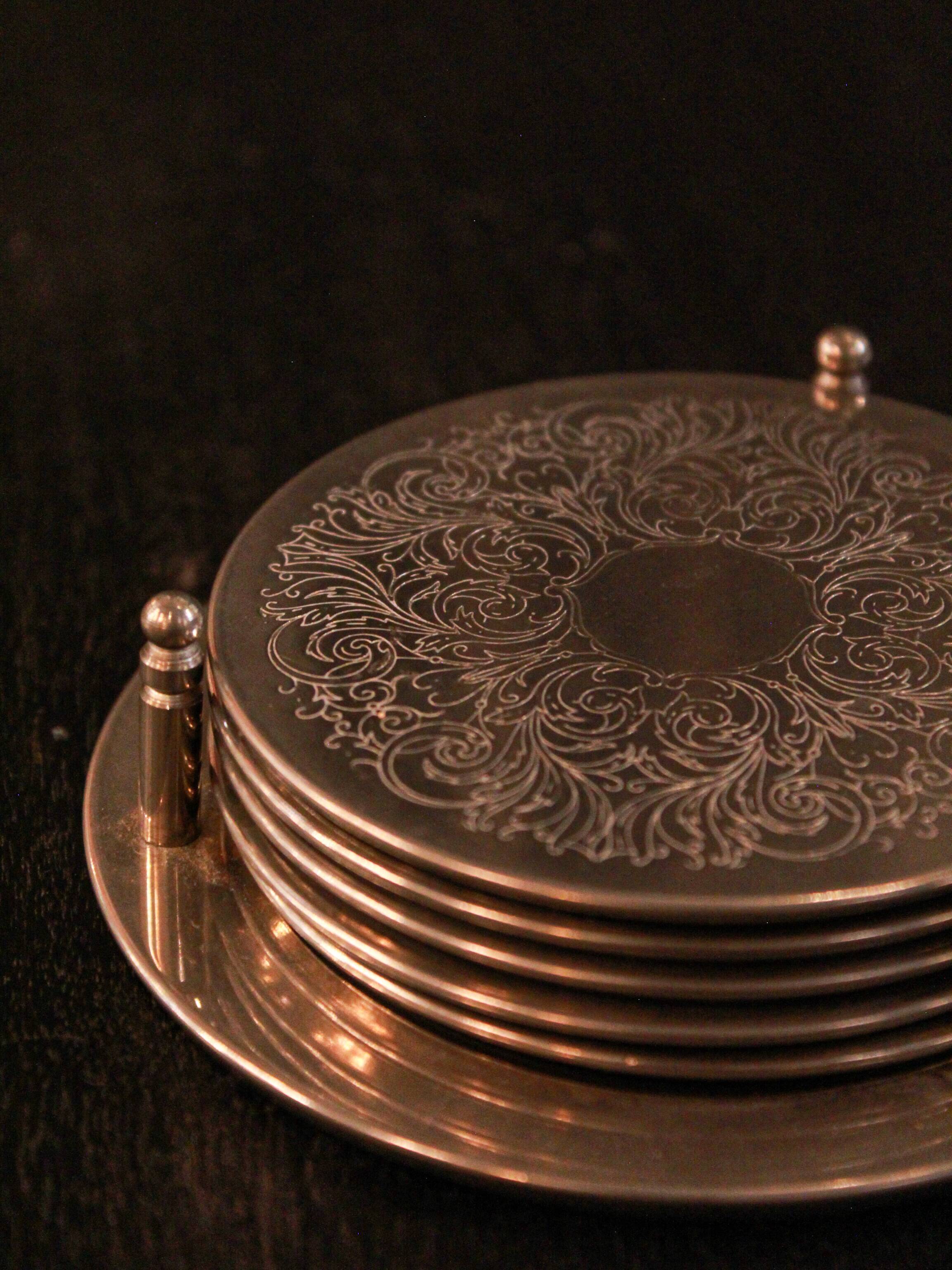 Set de sous-verres en alpaga avec support