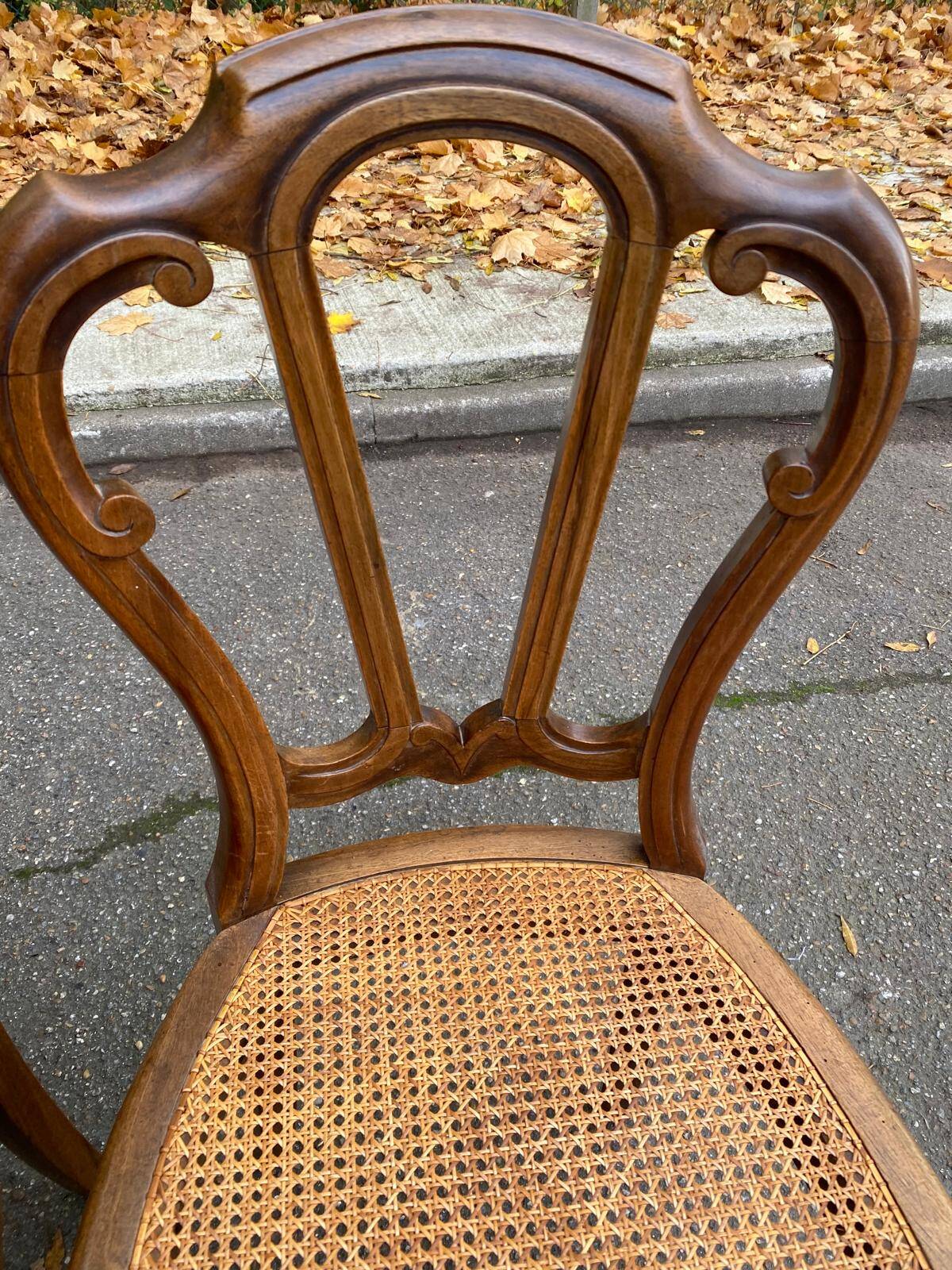 2 Louis Philippe chairs in solid carved wood and caning from the 19th century