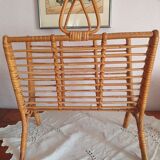 Porte revues en rotin vintage 70's