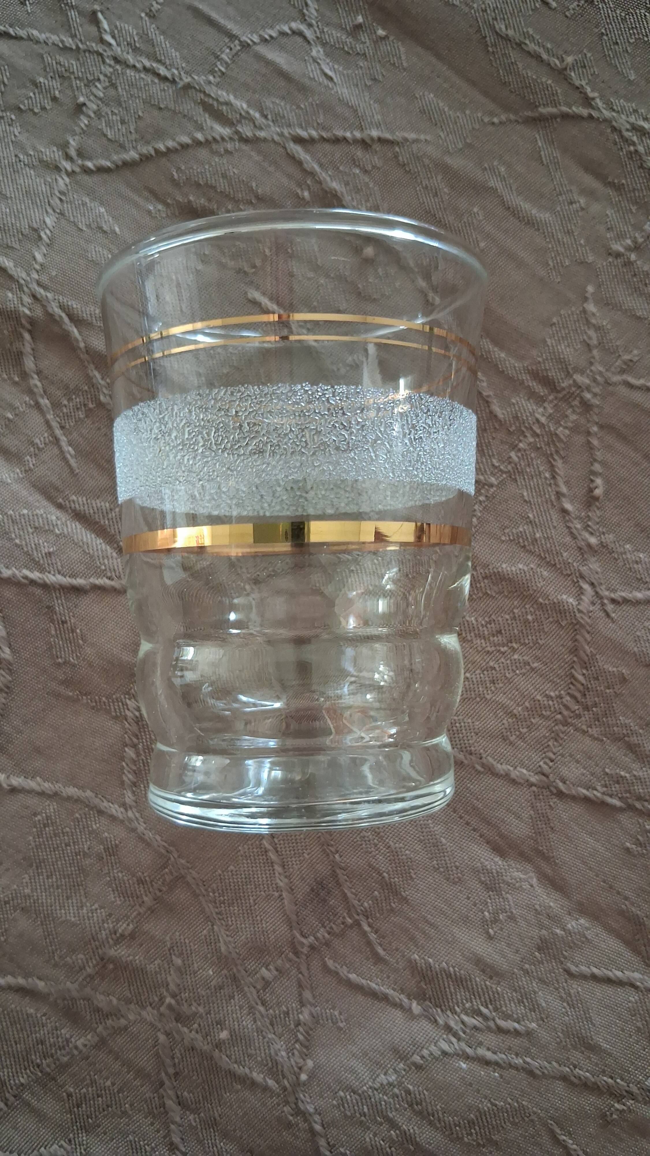 jug and glasses from the 1950s, frosted glasses