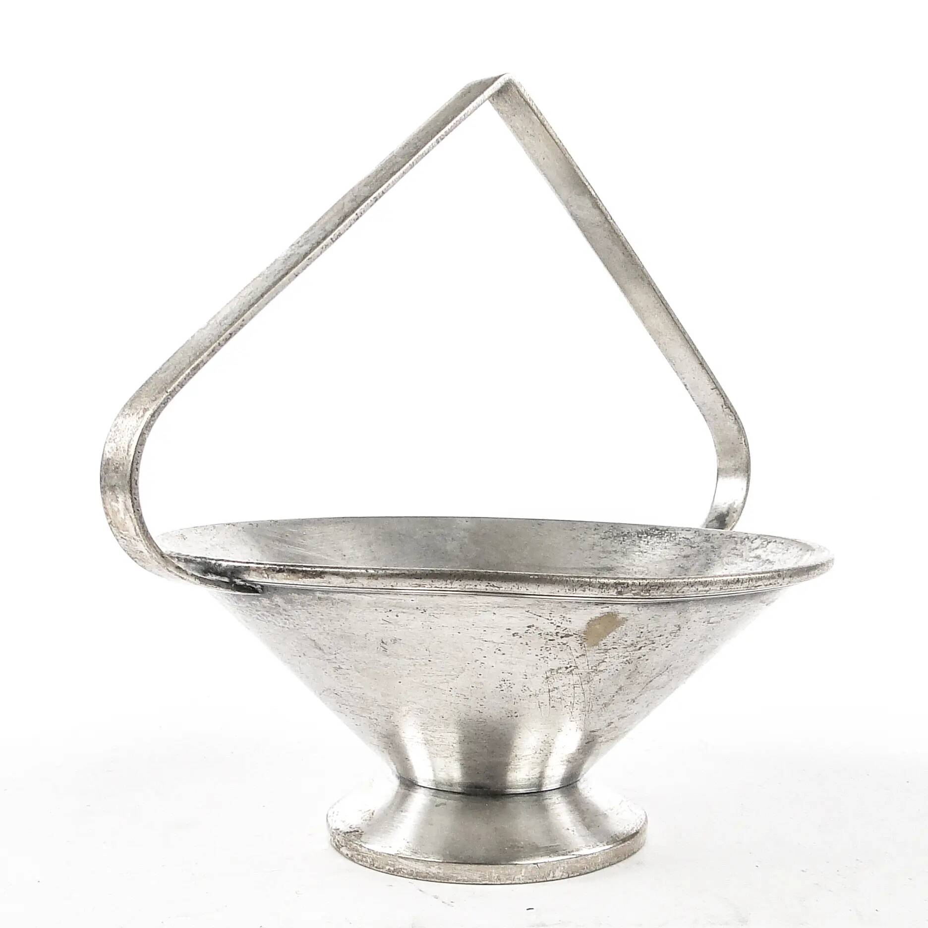 Sucrier Art Déco, en laiton argenté, Pologne, années 1930