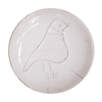 Assiette en céramique signé Lecuyer à décor d'oiseau