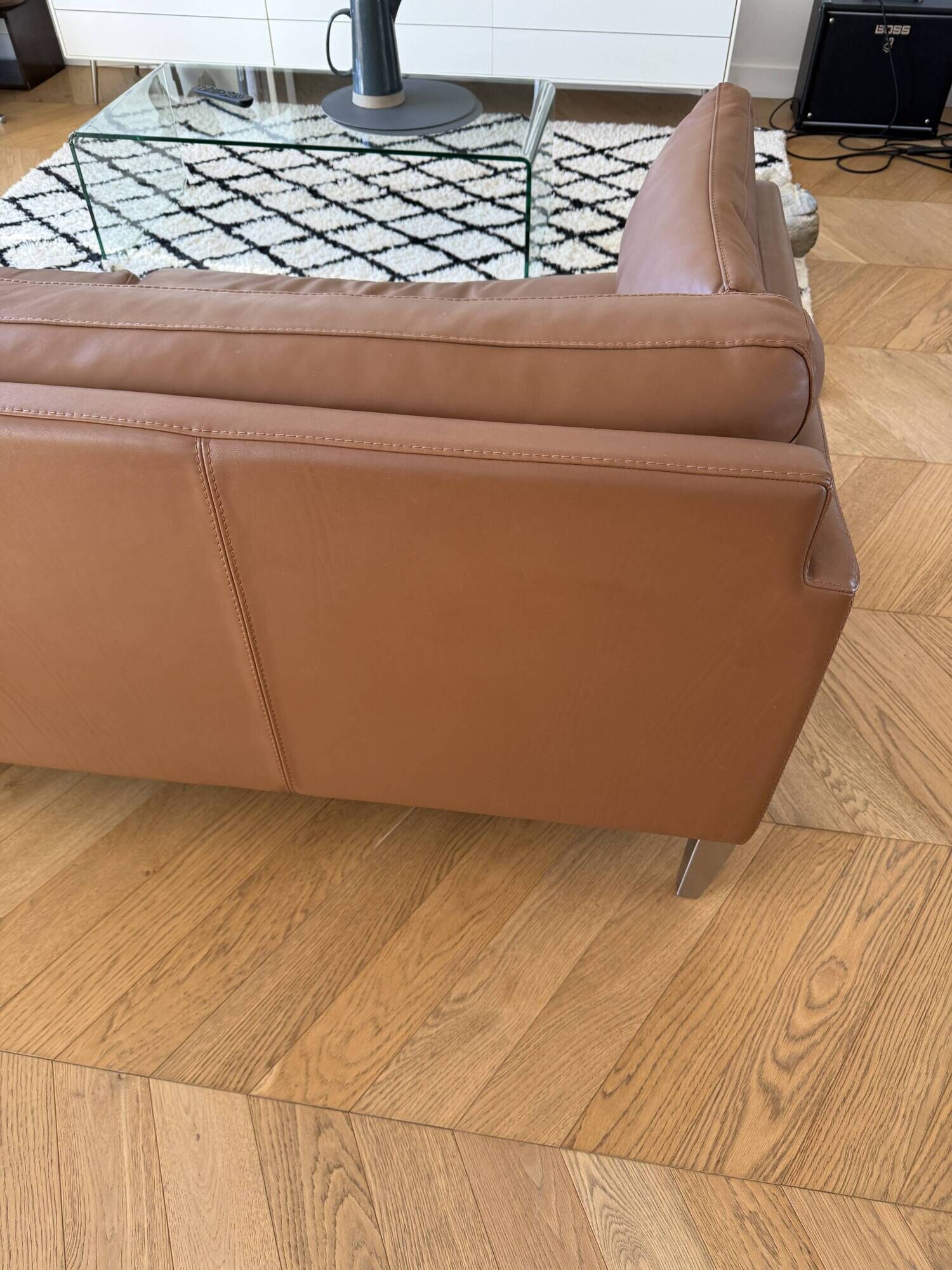 Duvivier Centquatre 3-seater sofa in camel leather — 213 cm