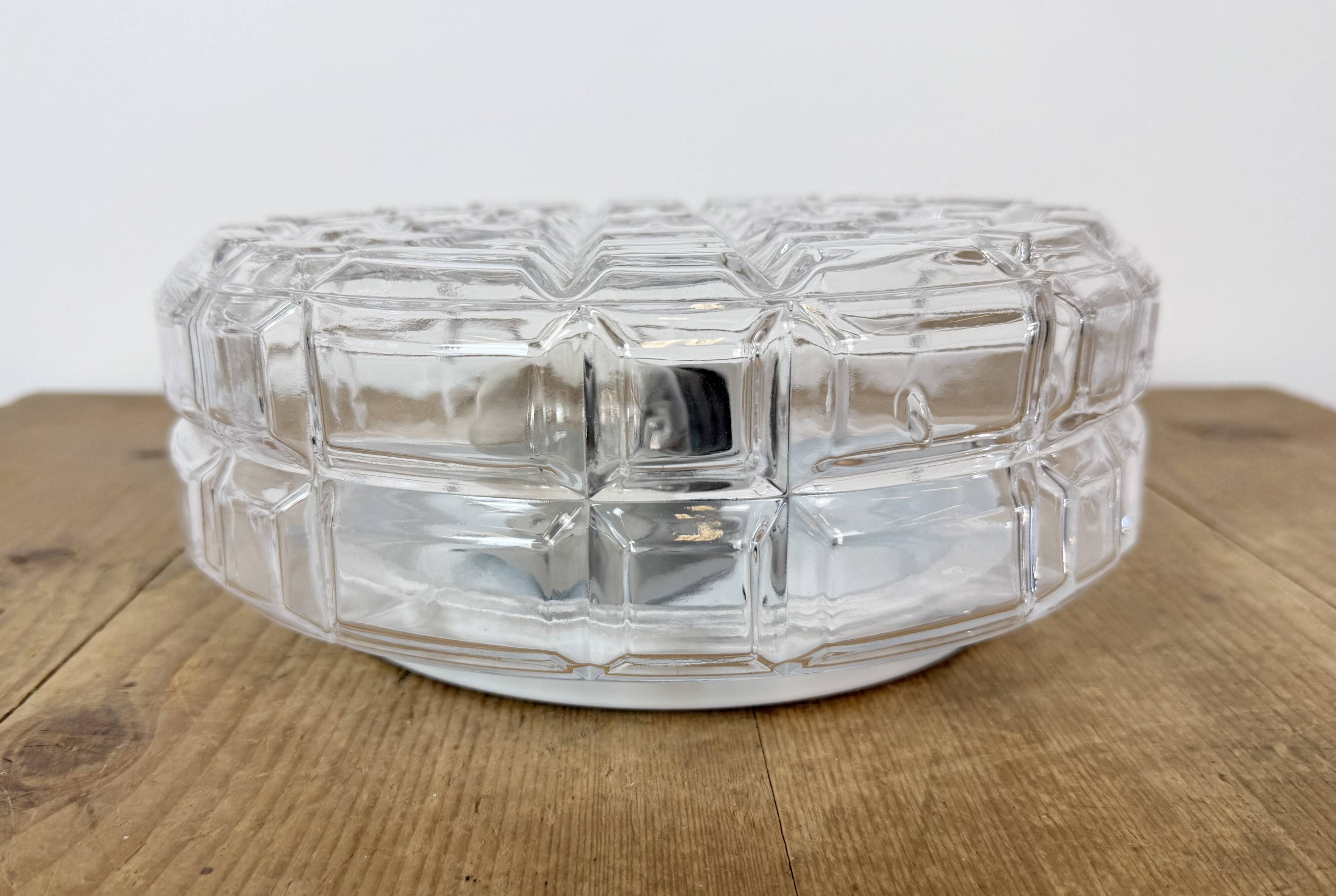 Vintage Glass Wall or Ceiling Light, 1970s