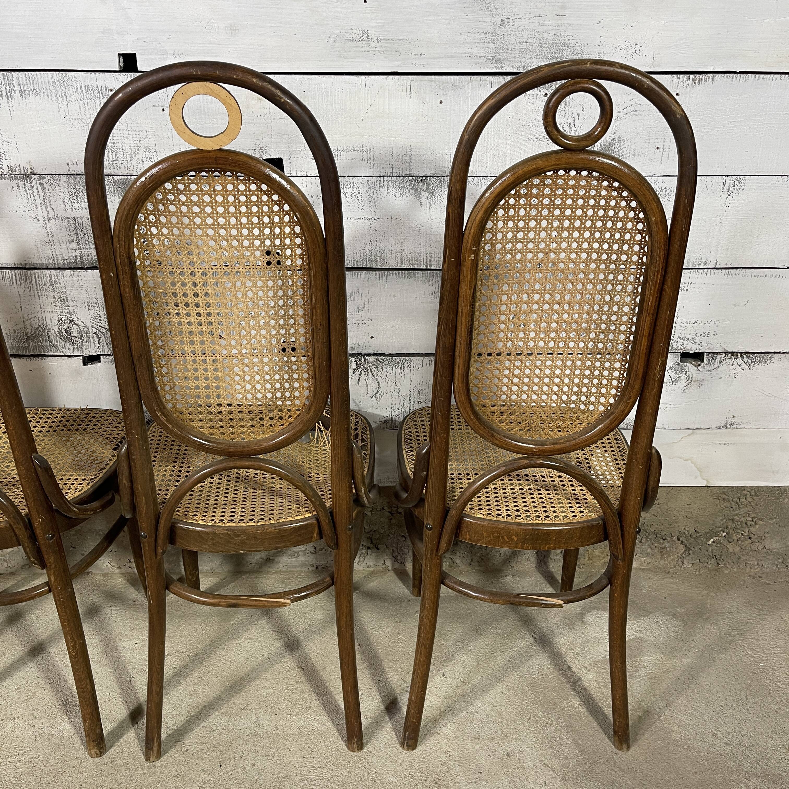 Series of 4 canned bistro chairs