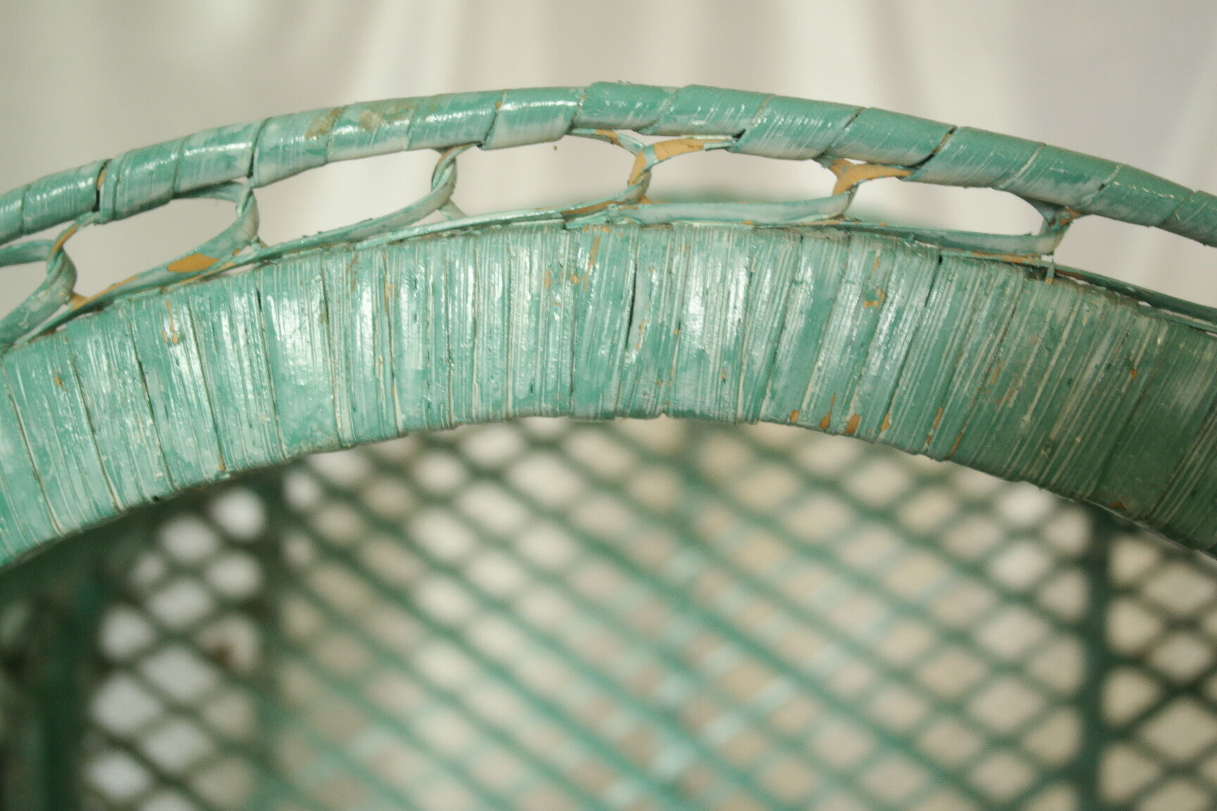 Vintage mint green wicker bookcase