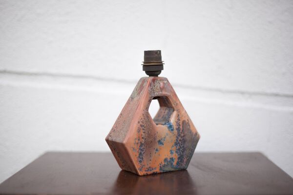 Lampe vintage, lampe grès cristallisé, lampe à poser, lampe de chevet, art déco, poterie, 50's