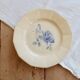 Antique flat plate, ironstone Digoin ivory - Blue rose decoration