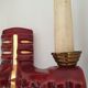 Pair of double art deco sconces in bordeaux and gold ceramics