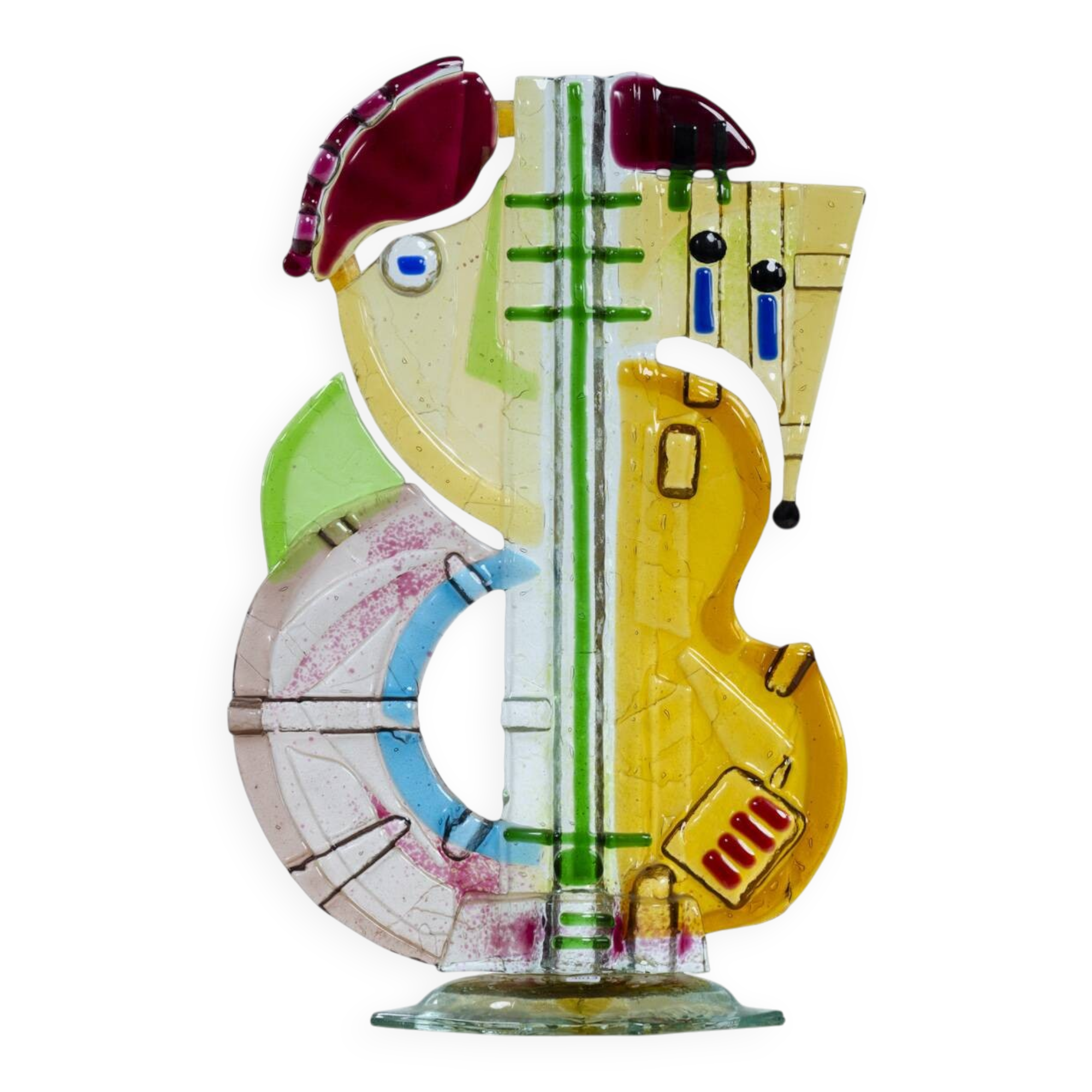 Silvia Vigliaturo fusion multicolour glass sculpture, Murano, iTALY, 1994