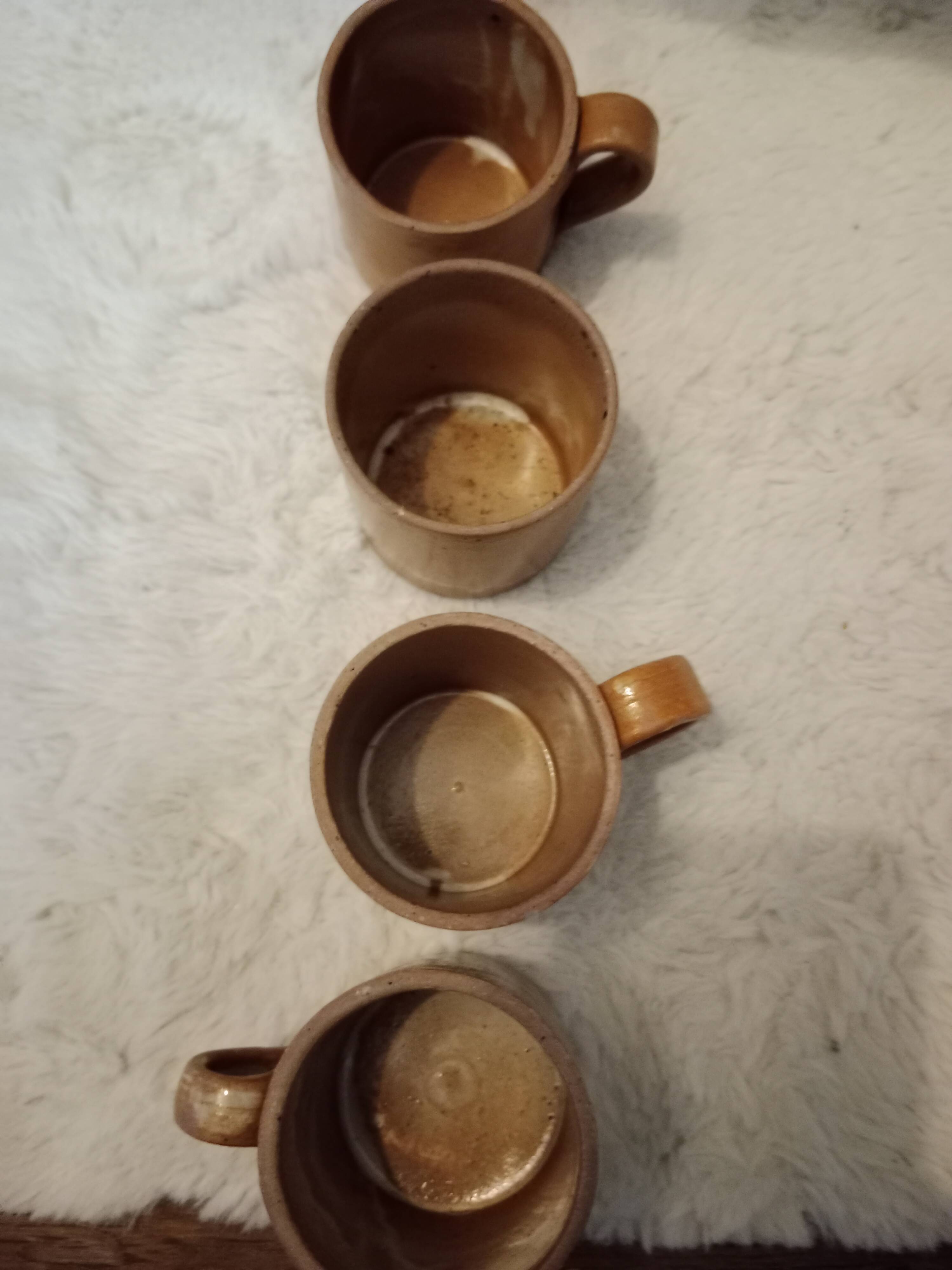 Vintage mismatched stoneware mugs