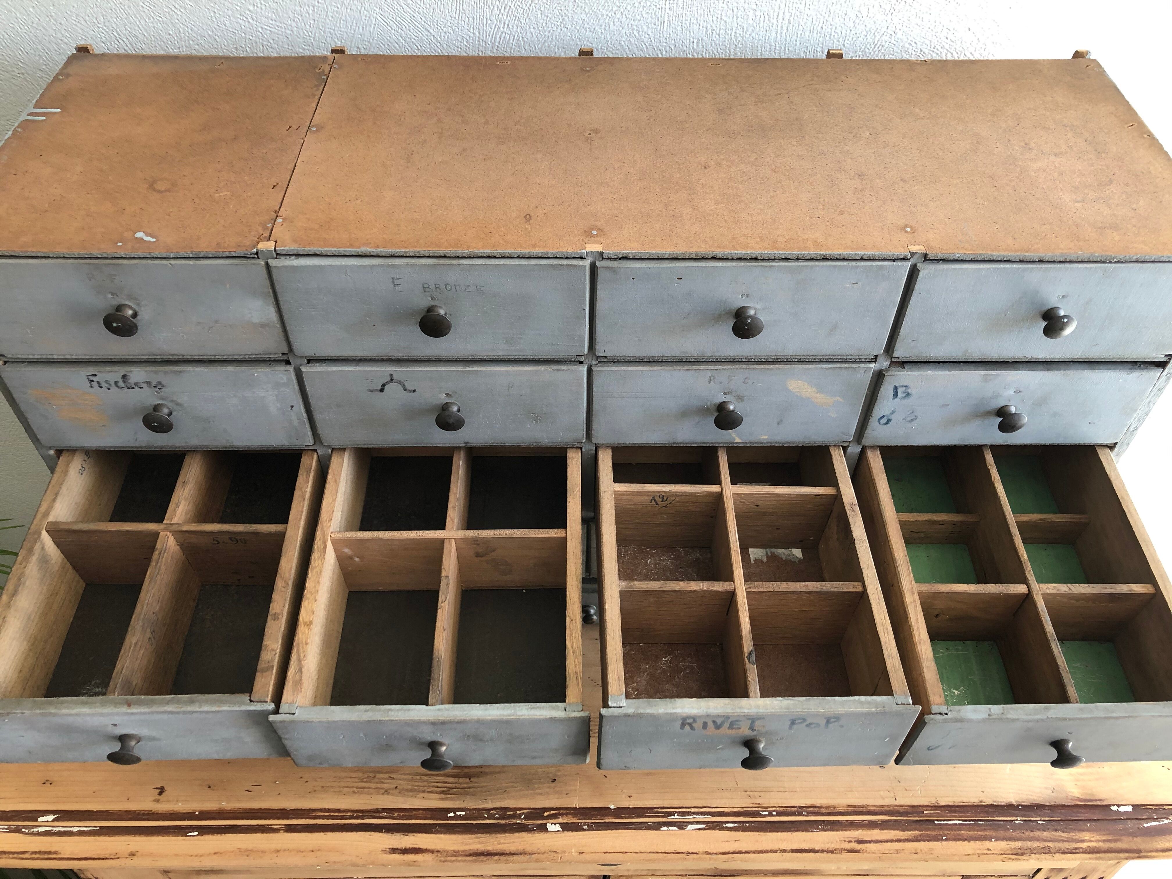 Furniture drawers patinated
