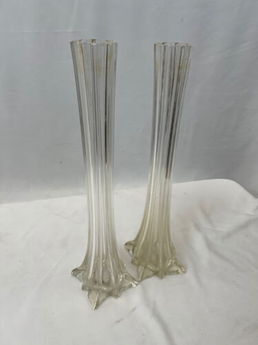 Pair of large glass soliflore vase
