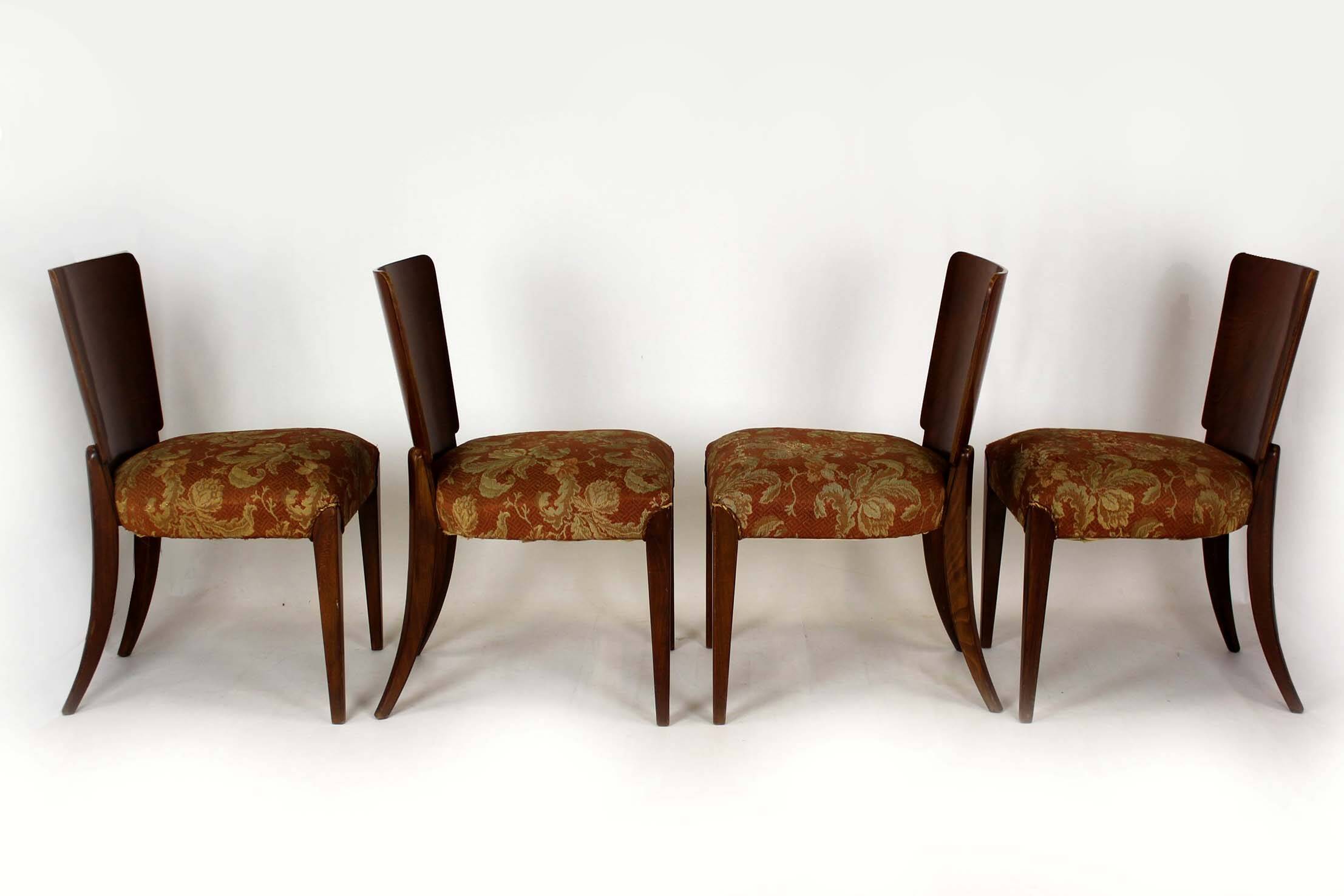 Art Deco H-214 Dining Chairs by Jindrich Halabala for UP Závody, 1950s, Set